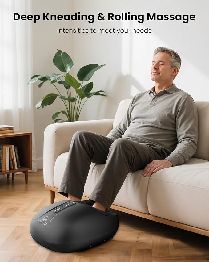 COMFIER HSA Eligible Shiatsu Foot Massager with Heat,Compression, Kneading & Rolling, FSA Electric Feet Massager for Plantar Fasciitis Neuropathy Warmer,Size Up to 15",Christmas Gifts for Women Men - Bloomnest