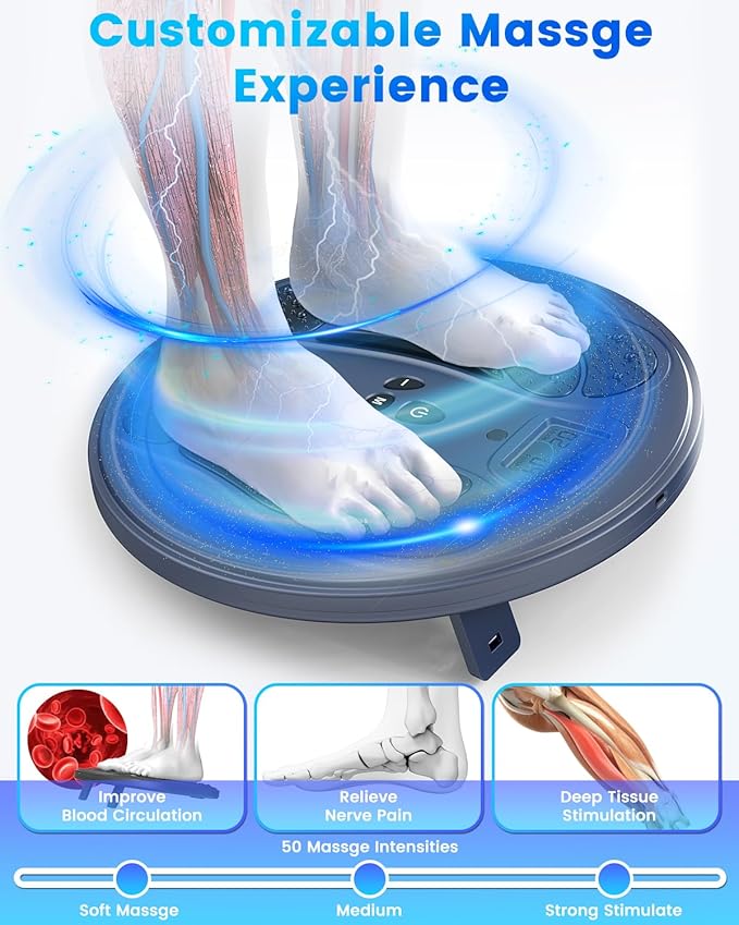 Rechargeable Foot Massager for Neuropathy, TENS & EMS Circulation Stimulator with Remote Control, 50 Intensities – Foot Leg Massager for Circulation and Pain Relief - Bloomnest