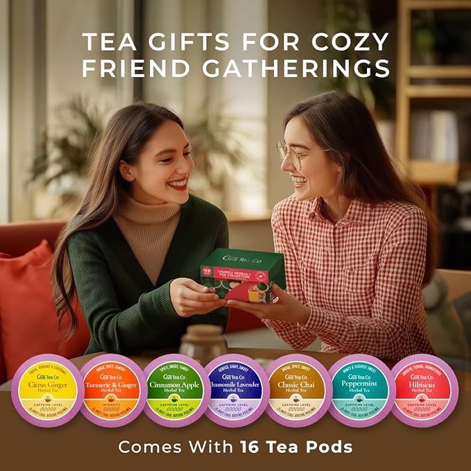 Gya Tea Co Purely Herbal Tea Pod Collection Gift Set (16 Count) - Different Flavors Assorted Variety Pack - Bloomnest
