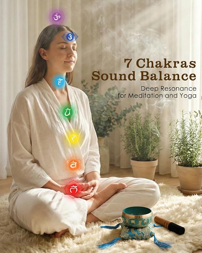 2-Pack Tibetan Singing Bowls Set - 100% Handmade in Nepal, Sound Bowl Meditation Set for Yoga, Chakra Healing, Meditation Gifts, Unique Gifts for Women HIhealer