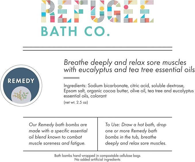 Variety Pack Bath Bombs Tea Tree and Eucalyptus Essential Oils Cocoa Butter Support Refugee Employment in USA (12 Pack) - Bloomnest