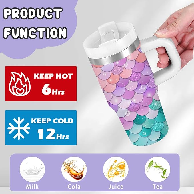 Gifts for Girls - 14oz Kids Themed Tumbler with Handle and Straw, Stainless Steel Insulated Water Cup, for Sport, School, Travel - Colorful Children Birthday Gift Cup(1pc) - Bloomnest