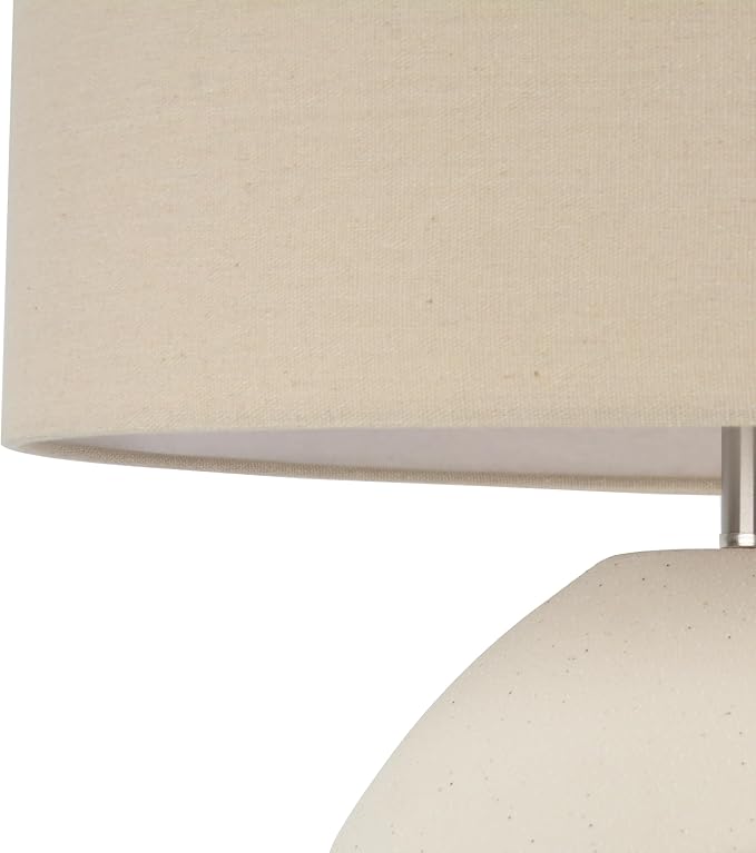 Abani Table Lamp Iris Sculptural 23” – Modern Organic Cream Ceramic Open-Circle Base with Grey Linen Shade – E26 Bulb Included – Stylish Desk Lamp for Bedroom, Living Room Lamp, Dorm or Nightstand - Bloomnest