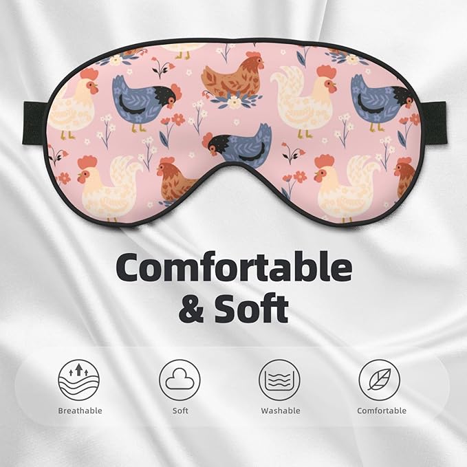 Sleep Mask Cute Chickens and Flowers Comfortable Eye Mask with Adjustable Strap Soft Eye Cover Blindfold for Travel Yoga Nap Shift Work - Bloomnest