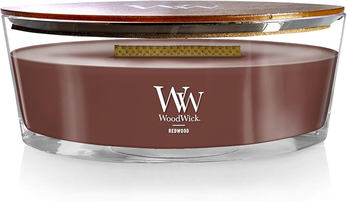 WoodWick Redwood Holiday Candle Gifts for Women and Men, 16 oz Ellipse Candle with Crackling Wick - Bloomnest