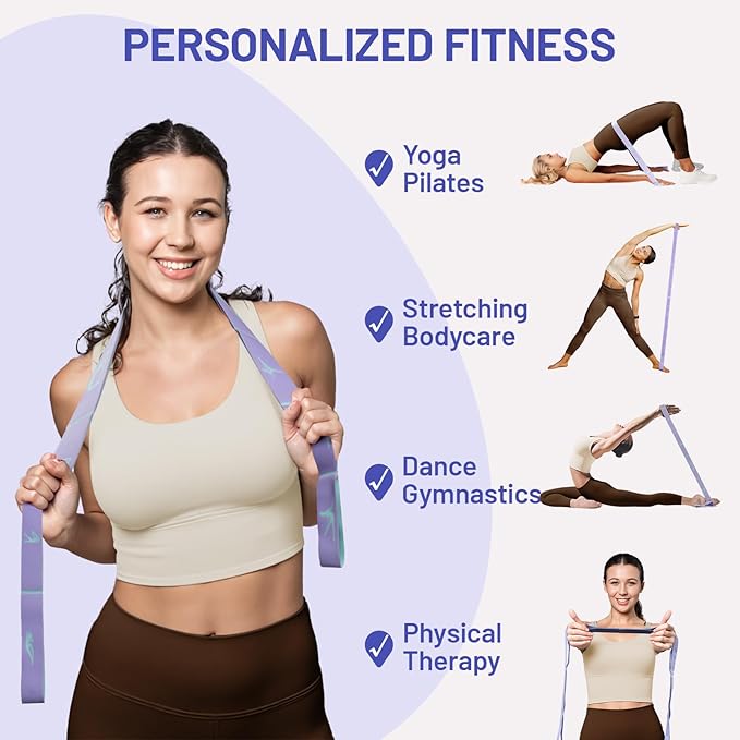 Slim Panda Stretch Strap, Dance Stretch Bands Flexibility, Elastic Yoga Stretching Strap with 9 Loops for Physical Therapy, Pilates, Yoga, Ballet, Gymnastics Stretching Bands for Exercise - Bloomnest