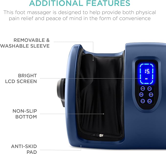 Best Choice Products Heated Shiatsu Foot Massager for Pain Relief, Plantar Fasciitis, Neuropathy, Blood Circulation w/Compact Design - Navy Blue - Bloomnest