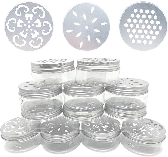 12 pcs 3 Styles Air Freshener Solid Perfume Aroma Diffuser Empty Storage Containers with Hollow Lids 80ml 2.7 OZ Screw Lid Round Jars Sample for Aromatherapy (12) - Bloomnest