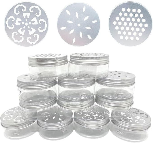 12 pcs 3 Styles Air Freshener Solid Perfume Aroma Diffuser Empty Storage Containers with Hollow Lids 80ml 2.7 OZ Screw Lid Round Jars Sample for Aromatherapy (12) - Bloomnest
