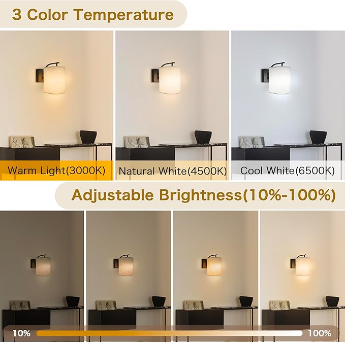 Wireless Wall Sconces Set of 2, Rechargeable Battery Operated Wall Lights with Remote, Dimmable Magnetic LED Bulbs,12 RGB Colors and Timer, Cordless Sconces for Bedroom Living Room (Black) - Bloomnest