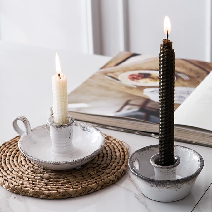 Candle Holder Ceramic Candlestick Holder, Candlelight Stand for Spell Candles, Taper Candles, and Incense, Halloween Christmas Dining Room Home Decoration Display - Bloomnest