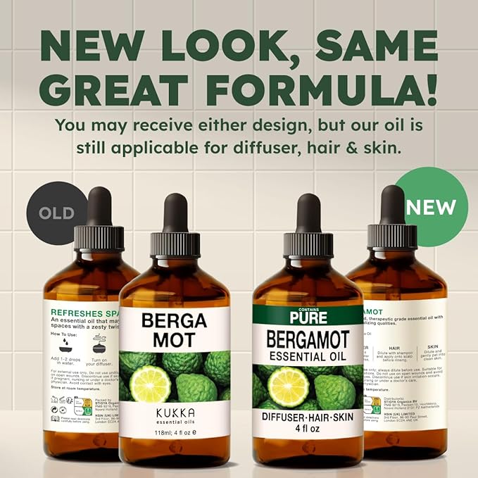 KUKKA Bergamot Essential Oils - 4 Fl Oz - for Hair, Skin, Diffuser, Aromatherapy & DIY Soap Making Scent - Bloomnest
