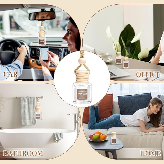 AROIC 6 Pack Car Air Freshener, Mahogany Premium Woody Car Air Freshener Diffuser Fragrance, Hanging Essential Oil Diffuser for Auto Interior Decor, Long Lasting Natural Scent Car Accessories Unisex - Bloomnest