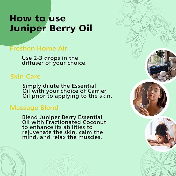 Juniper Berry Essential Oil 1 Oz – 100% Pure Natural Juniper Berry Oil for Diffuser, Massage, DIY Blends & Personal Care, Fresh Crisp Aroma - Bloomnest