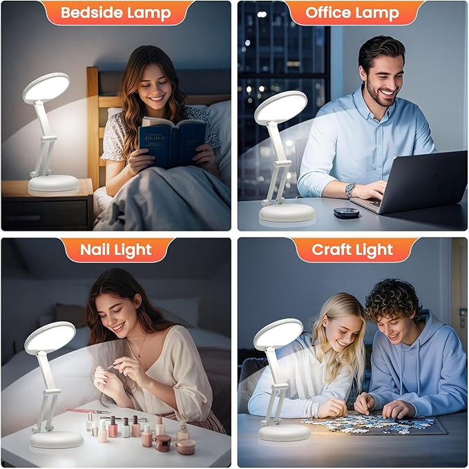 One Fire Cordless Desk Lamp,Dimmable Small Battery Powered Lights,3600mAh Rechargeable Wireless Table Lamp,Mini Lamp&Portable Light for Bed,Book Reading,Home for Small Spaces,Nail Light,Craft,Office - Bloomnest