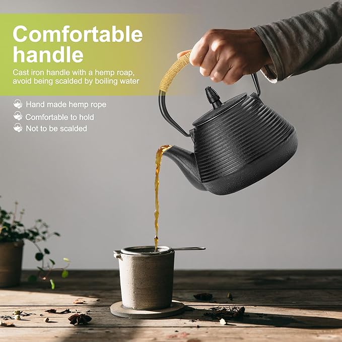suyika Japanese Tetsubin Tea Kettle Cast Iron Teapot with Stainless Steel Infuser 30 oz/900 ml - Bloomnest