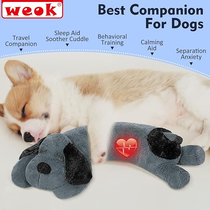 Puppy Heartbeat Toy for Separation Anxiety Relief, Heartbeat Stuffed Animal Anxiety Calming Behavioral Aid Plush Toy for Dogs Cats Pets - Bloomnest