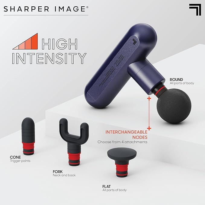 Sharper Image Powerboost Move - Mini Percussion Massage Gun| 4 Attachments, 4 Speeds, FSA Eligible| Full Body Back & Shoulder Massager| Deep Tissue Muscle Recovery| Portable Pain Relief Massage Tool - Bloomnest