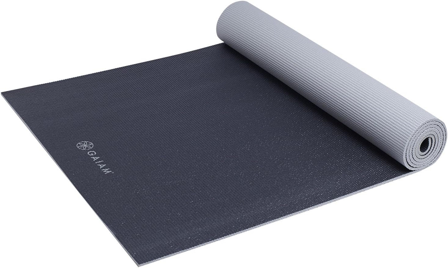 Gaiam Solid Color Yoga Mat, Non Slip Exercise & Fitness Mat for All Types of Yoga, Pilates & Floor Exercises