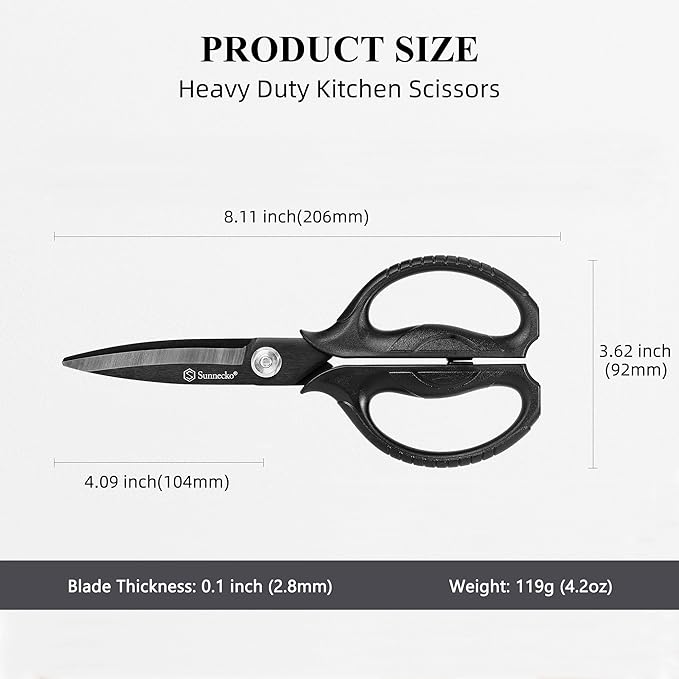 Sunnecko Kitchen Scissors All Purpose Heavy Duty Scissors Titanium Coated, Kitchen Shears for Food, Micro Serrated with Detachable Blades - Bloomnest