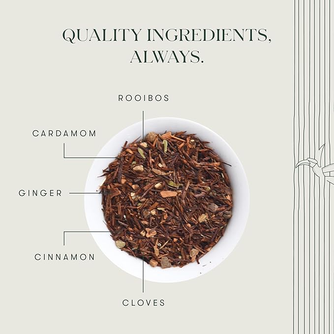 Luxmi Estates - Rooibos Chai - Organic Rooibos Tea with Spices - Loose Leaf - 100g (50 Cups), Limited Fall Tea with Cinnamon, Cardamom and Clove, Perfect for Relaxation - Bloomnest