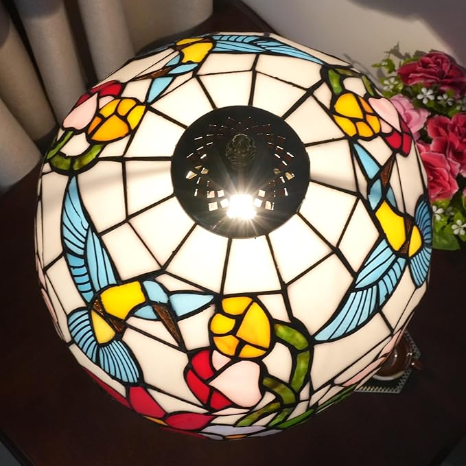 Tiffany Lamp Stained Glass lamp 12 inches Bedside Table Lamps for Living Room Bedroom Dorm Kitchen Home Decor Festival Birthday Gift,Hummingbird - Bloomnest