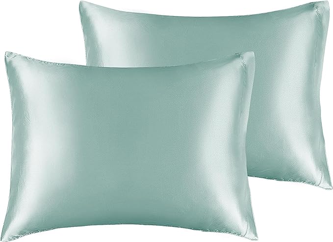 BEDELITE Satin Pillowcase for Hair and Skin, Super Soft and Cooling Similar to Silk Pillow Cases 2 Pack with Envelope Closure, Gift for Women Men(13"x18" Toddler Size, Haze Blue) - Bloomnest