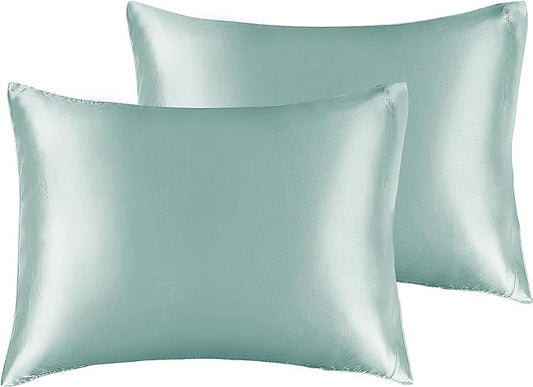 BEDELITE Satin Pillowcase for Hair and Skin, Super Soft and Cooling Similar to Silk Pillow Cases 2 Pack with Envelope Closure, Gift for Women Men(13"x18" Toddler Size, Haze Blue) - Bloomnest