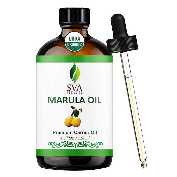 SVA Organic Marula Seed Oil - 4 Fl Oz - 100% Natural Cold Pressed Virgin Marula Oil Organic - for Face, Skin Care, Hair Care, Scalp Massage & Body Massage – Unrefined Carrier Oil with Dropper - Bloomnest
