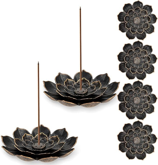 6 Pcs Incense Holder Lotus Incense Burner Cone Stick Holder Catcher Vintage Flower Incenses Burner for Home Sauna Yoga SPA Fragrance - Bloomnest