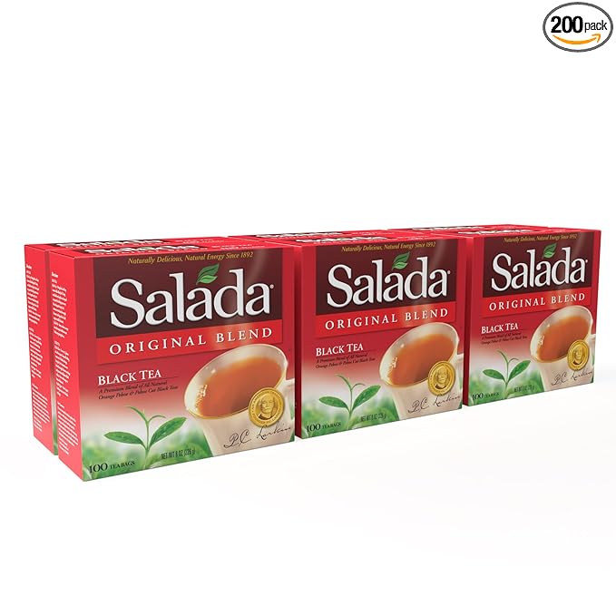Salada Black Tea Blended Bold Strong Black Tea with 100 Tea Bags Per Box (Pack of 6) Contains Caffeine Brew Hot Naturally Flavored Rich in Antioxidants Original Blend Tea - Bloomnest