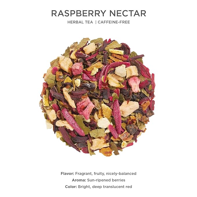 Tea Forte Raspberry Nectar Premium Loose Leaf Caffeine-Free Herbal Tea Blend Canister, Makes 35-50 Cups - Bloomnest