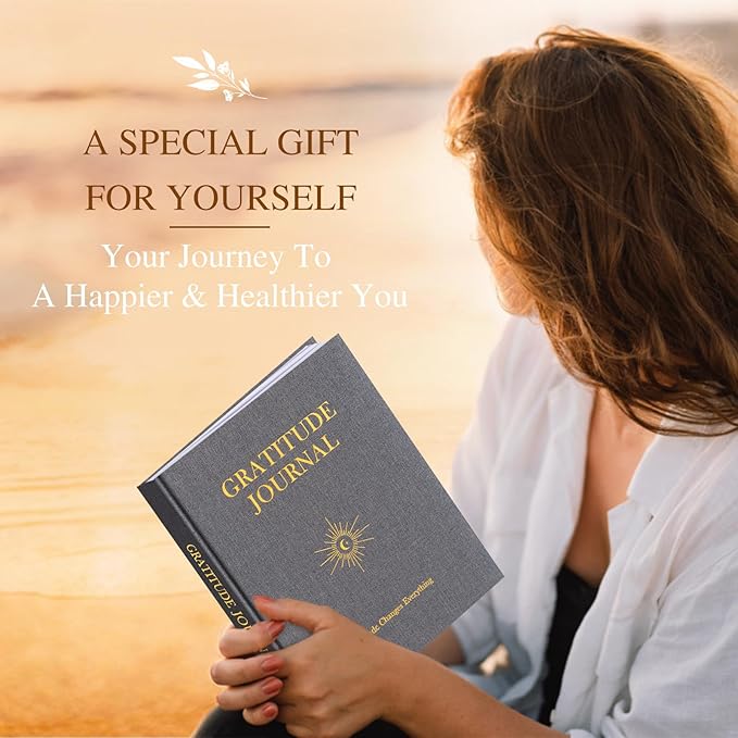 Lanpn Daily Gratitude Journal for Men Woman, The 5 Minute Gratitude Diary with Prompts, Linen Mindfulness Affirmation Positivity Planner, 156 Page Better Every Day Reflection Guided Notebook, Grey - Bloomnest