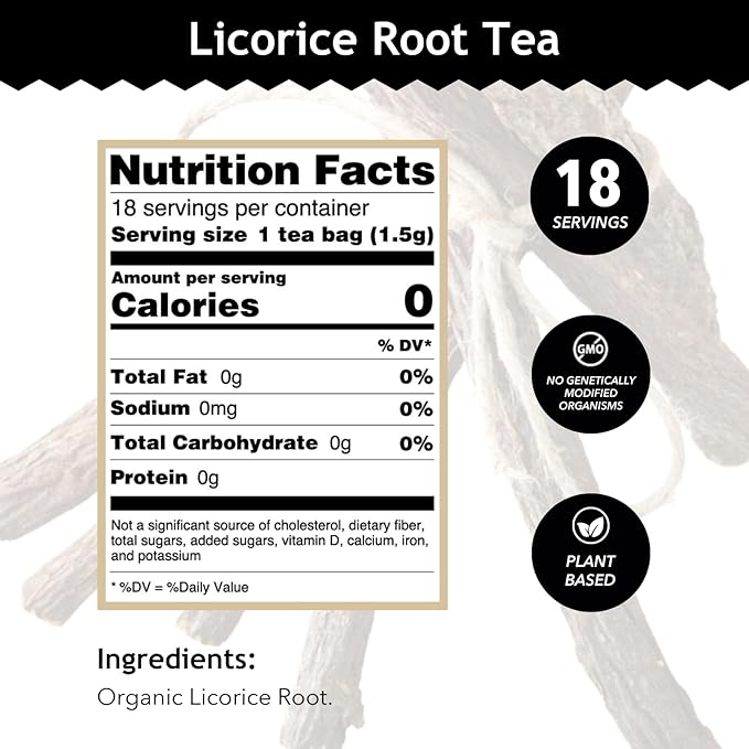 Buddha Teas - Organic Licorice Root Tea - Herbal Tea - For Health & Wellbeing - Immune Health & Digestion Support - Clean Ingredients - Caffeine Free - OU Kosher - 18 Tea Bags (Pack of 1) - Bloomnest