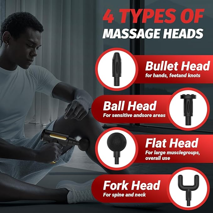 Massage Gun, Small Travel Tool, Massage Gun Deep Tissue,Percussion Handheld Portable Muscle Massager Tool for Full Body Pain Relief, Ideal Gifts for Men, Women(Black) - Bloomnest