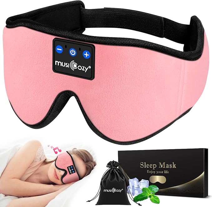 MUSICOZY Bluetooth 5.4 Sleep Headphones, Wireless Eye Mask Headband for Side Sleepers, Sleeping Mask with HD Stereo Sound, Cool Tech Gadgets for Women, Men, Air Travel, Unique Gifts - Bloomnest