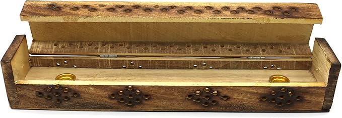 SOUL STICKS Handmade Carved Incense Burner Wooden Coffin Box with Storage Includes Go Away Evil Incense Sticks (Horseman) - Bloomnest