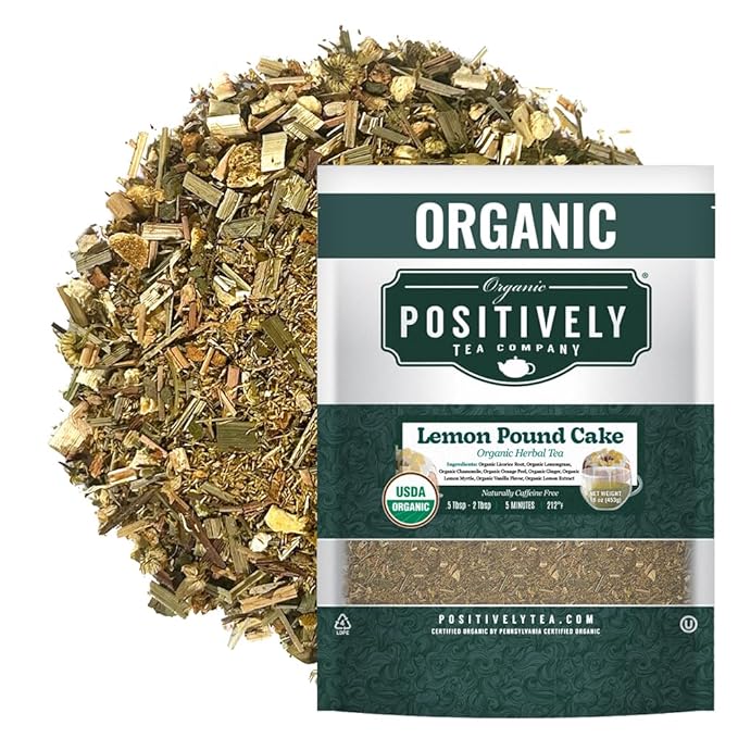 Organic Positively Tea Company, Lemon Pound Cake, Herbal Tea, Loose Leaf, 16 Ounce - Bloomnest