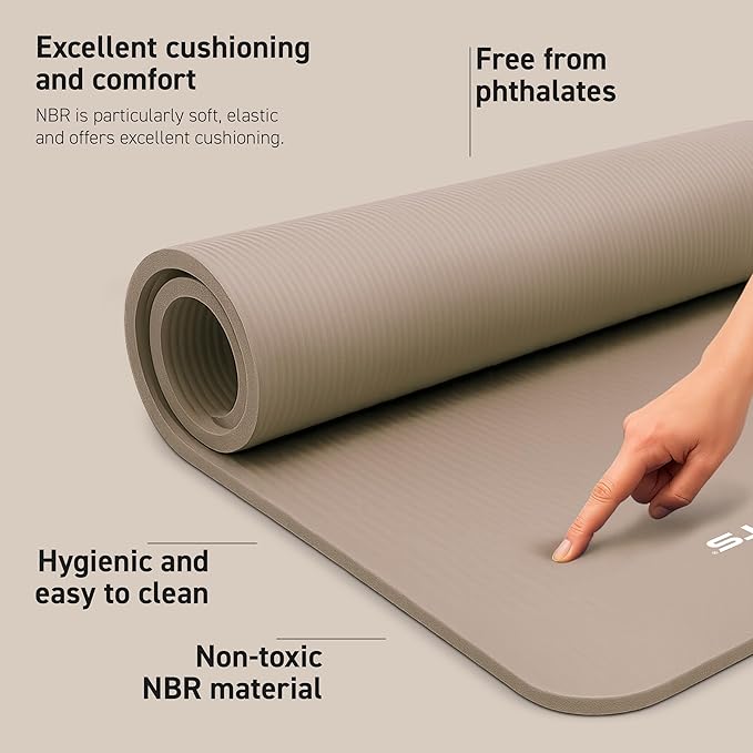 Yoga Mat Premium Non Slip Thick – Extra Comfortable Exercise Mat for Home Workouts, Pilates, Stretching & Gym – Cushioned NBR Foam, Gym Mat with Strap, for Women & Men - Bloomnest