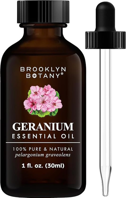 Brooklyn Botany Geranium Essential Oil - 100% Pure and Natural - Premium Grade Oil with Dropper - for Aromatherapy and Diffuser - 1 Fl Oz - Bloomnest