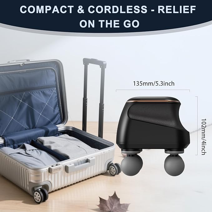 4 Head Massage Gun Deep Tissue, Mini Percussion Muscle Massage Gun for Pain Relief, Portable Electric Muscle Massager with 5 Speeds, 3 Attachments, USB Rechargeable - Ideal Gift for Men & Women - Bloomnest