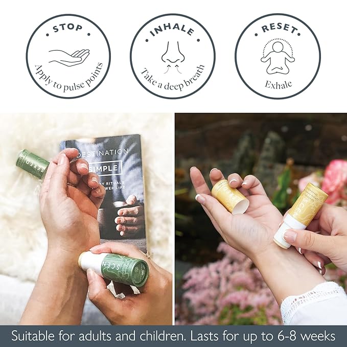 Scentered Aromatherapy Balm Stick Duo for Stress Relief & Positivity - Roll On Essential Oil Blends of Grapefruit, Lemon, Chamomile - Aromatherapy Gifts for Women - De-Stress & Happy - Bloomnest
