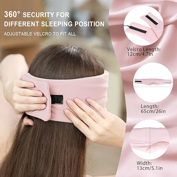 LC-dolida Sleep Mask with Bluetooth Headphones, Ice Silk Sleep Headphones with Bluetooth 5.4, Total Blackout Eye Mask for Sleeping, Sleep Soft Mask for Women Men, All Night Sleep, Travel(Pink) - Bloomnest