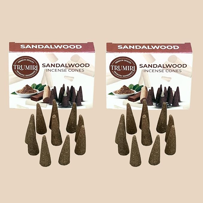 TRUMIRI Sandalwood Incense Cones - Total 20 Cone Incense - Dual Pack of 10 Insence Cones - Incense Cones Scented - Cone Incense Scents - Insense Cones - Incent Cone TRUMIRI