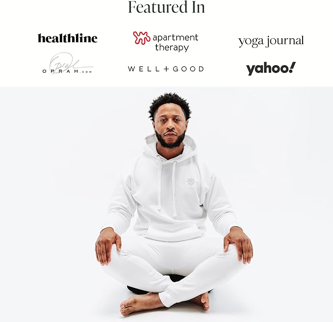 Mindful & Modern Large Meditation Cushion | Zafu Yoga Bolster Meditation Floor Pillow Seat | Buckwheat Hull Filled Crescent Shaped Cushion with Removable Washable Cover + Carry Handle - Bloomnest