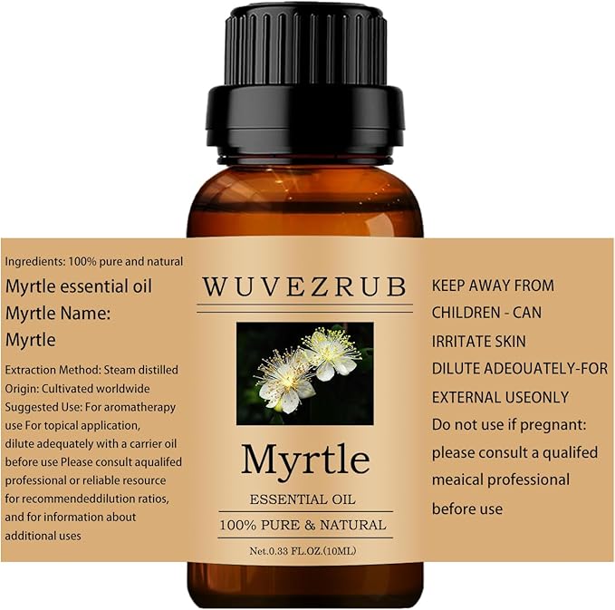 Myrtle Essential Oils 10ML, 100% Pure and Natural Essential Oil for Aromatherapy Diffuser - 0.33 Fl Oz/Myrtle WUVEZRUB