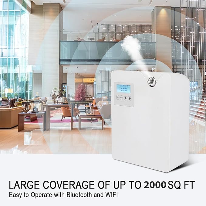 Smart Scent Air Machine for Home, Bluetooth & WiFi Hotel Scent Diffuser with Cold Air Tech, 300ML Waterless Essential Oil HVAC Scent Diffuser for Large Room, Office(White) - Bloomnest