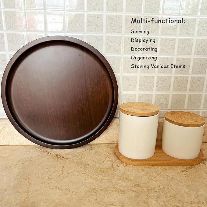 Wood Vanity Tray, Bathroom Counter Solid Walnut Organizer, Toilet Tank Top Wooden Serving Plate for Dinner Tea Coffee (Natural Walnut Color, 9.8 x 9.8 inch) - Bloomnest