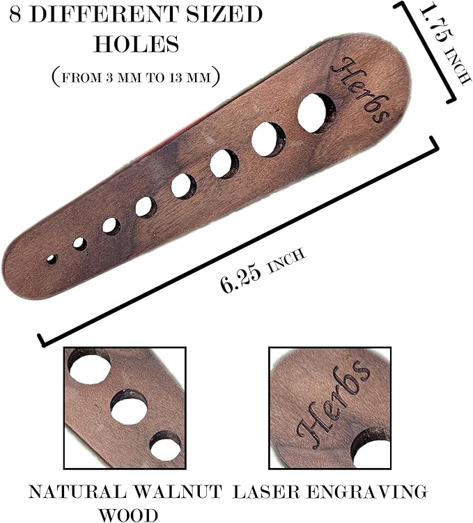 Herb Stripper Wooden Vegetable Leaf Remover Kitchen Tool Cooking Gifts for Chefs, Cooks and Gardeners (Walnut Wood) - Made in The USA - Bloomnest
