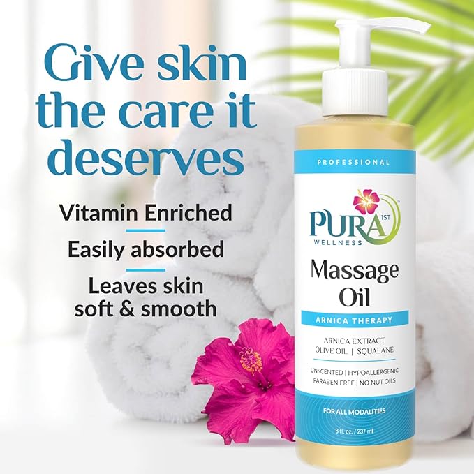 Wellness Professional 8oz Arnica Oil, 8oz, Massage Oil, Unscented Deep Tissue, Arnica, Hypoallergenic Arnica Oil for Physical Therapy and Muscle Recovery - Bloomnest